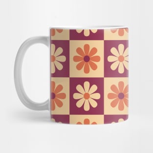 Orange Mod Flower Checkers Mug